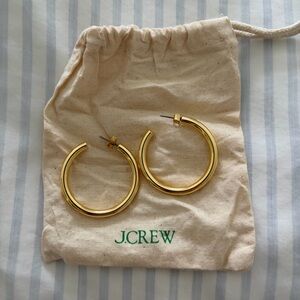J. Crew Mini Tube Hoop Earrings in Matte Gold
